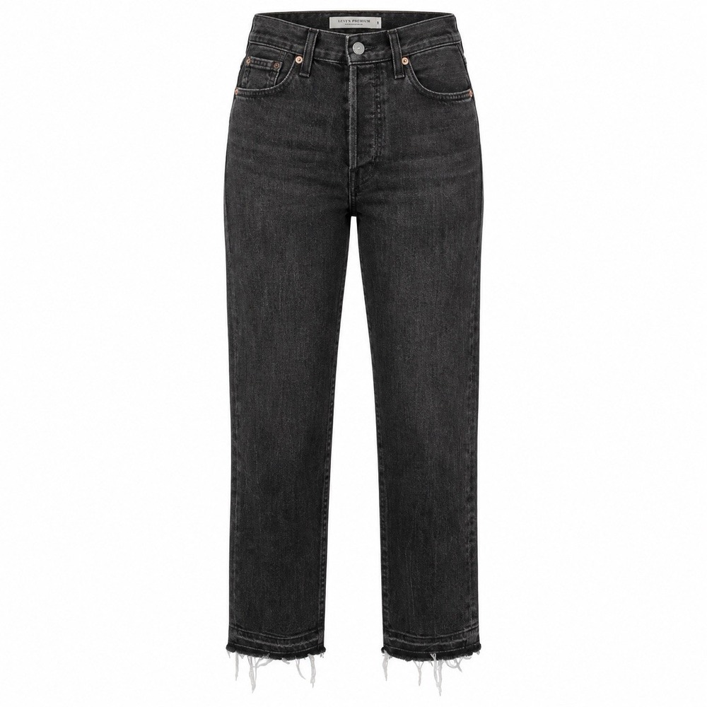 Levi's Wedgie Straight Jeans Womens 28x26 Black High Rise Stretch Classic Denim